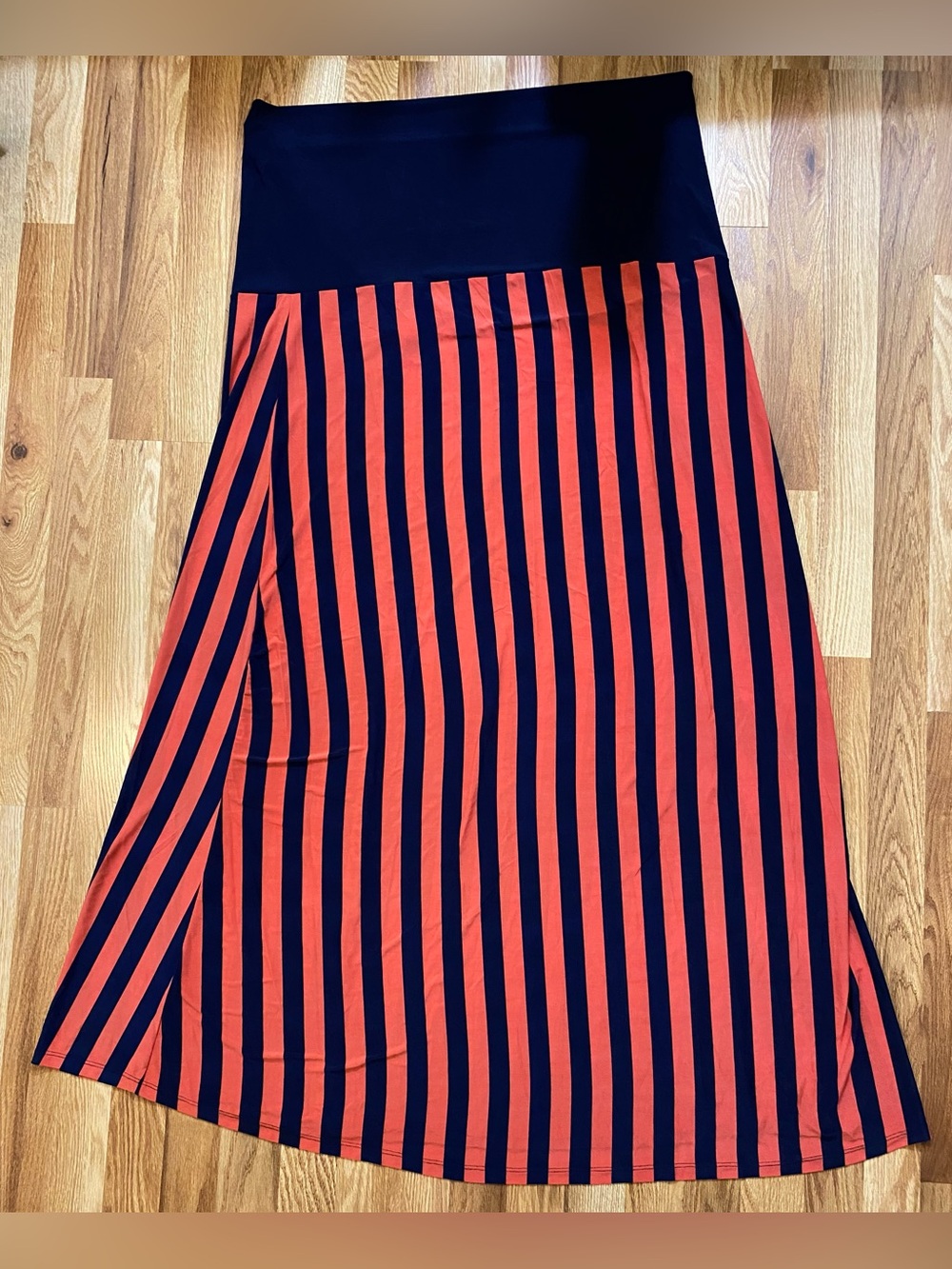 Savoy Striped Navy and Coral Maxi Skirt Size 3X